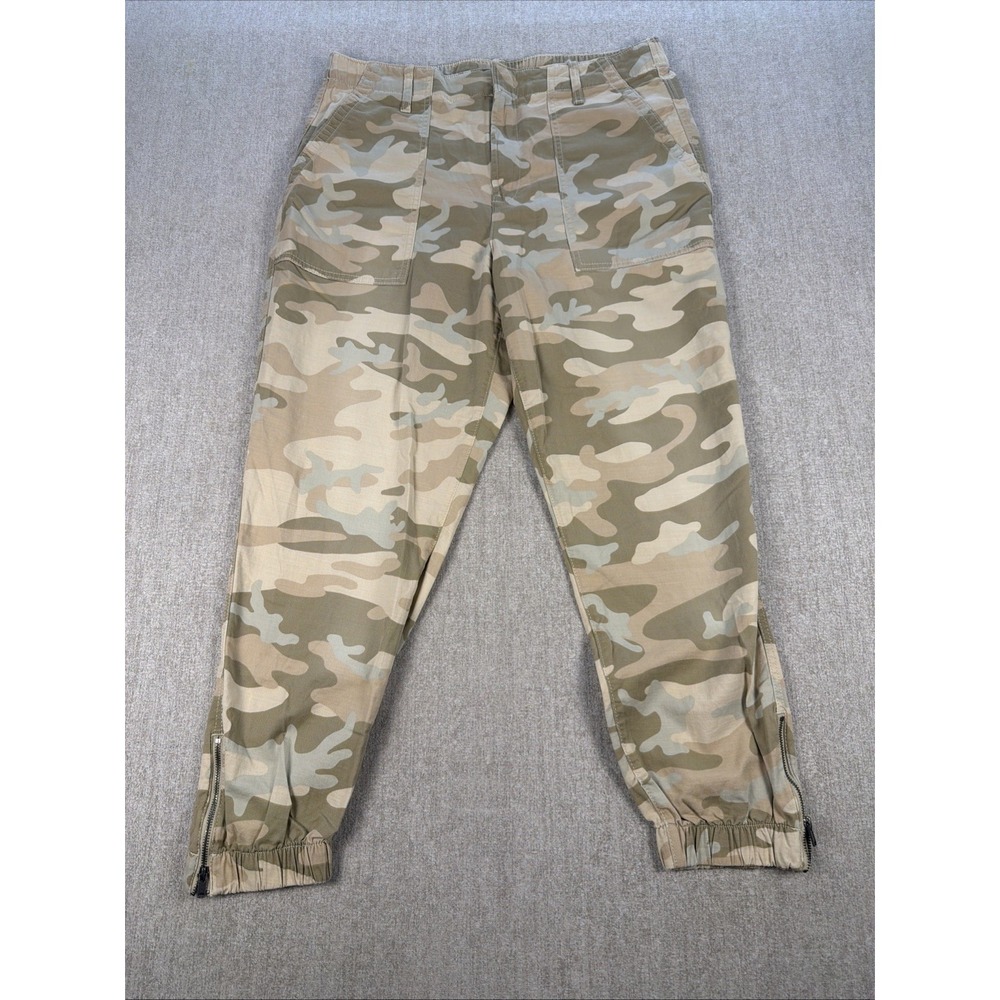 Gap Camo Cargo Jogger Pants Womens Sz 14 Beige Green Khaki Lightweight
